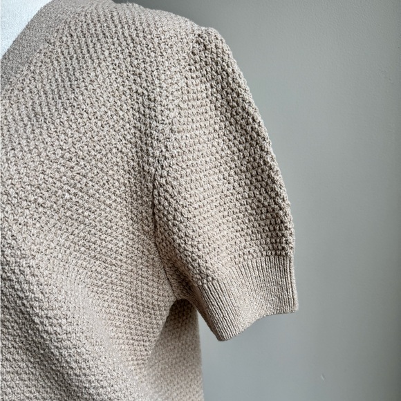 Zara Star Button Knit Women’s Cardigan Short Sleeve Tan Beige Size Medium - Picture 7 of 9